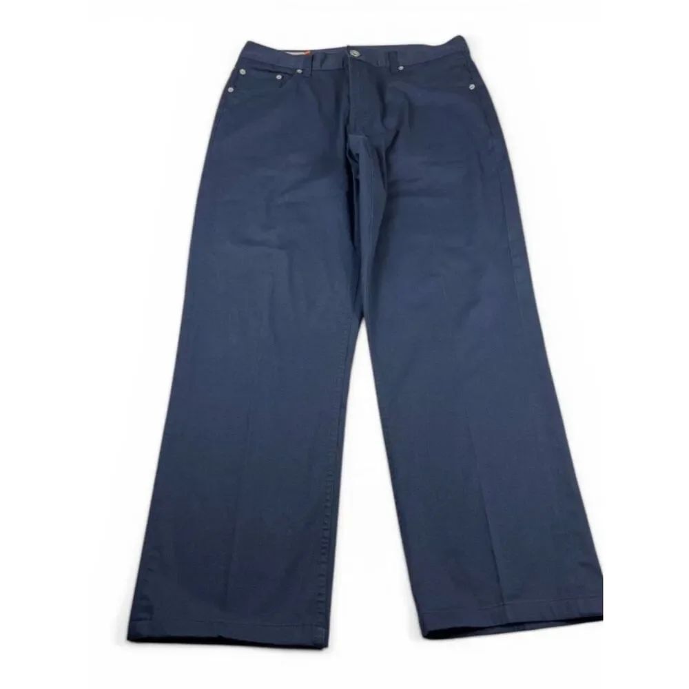 Faconnable Mens Model F40 Straight Leg Pants Blue Casual Durable Trousers 36